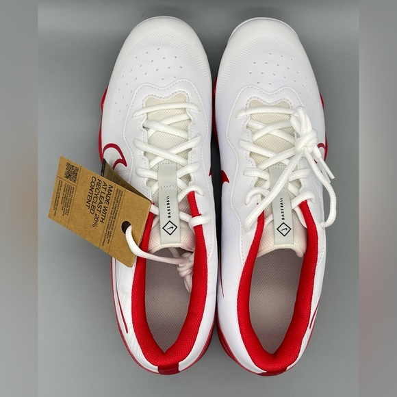 Nike Force Alpha Huarache 4 MCS Baseball Cleats WHITE/RED DJ6524-104 Mens 12 NEW - Picture 6 of 9